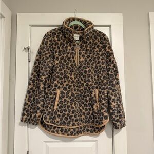Abercrombie & Fitch Leopard Print Fleece Hoodie - Tan and Black